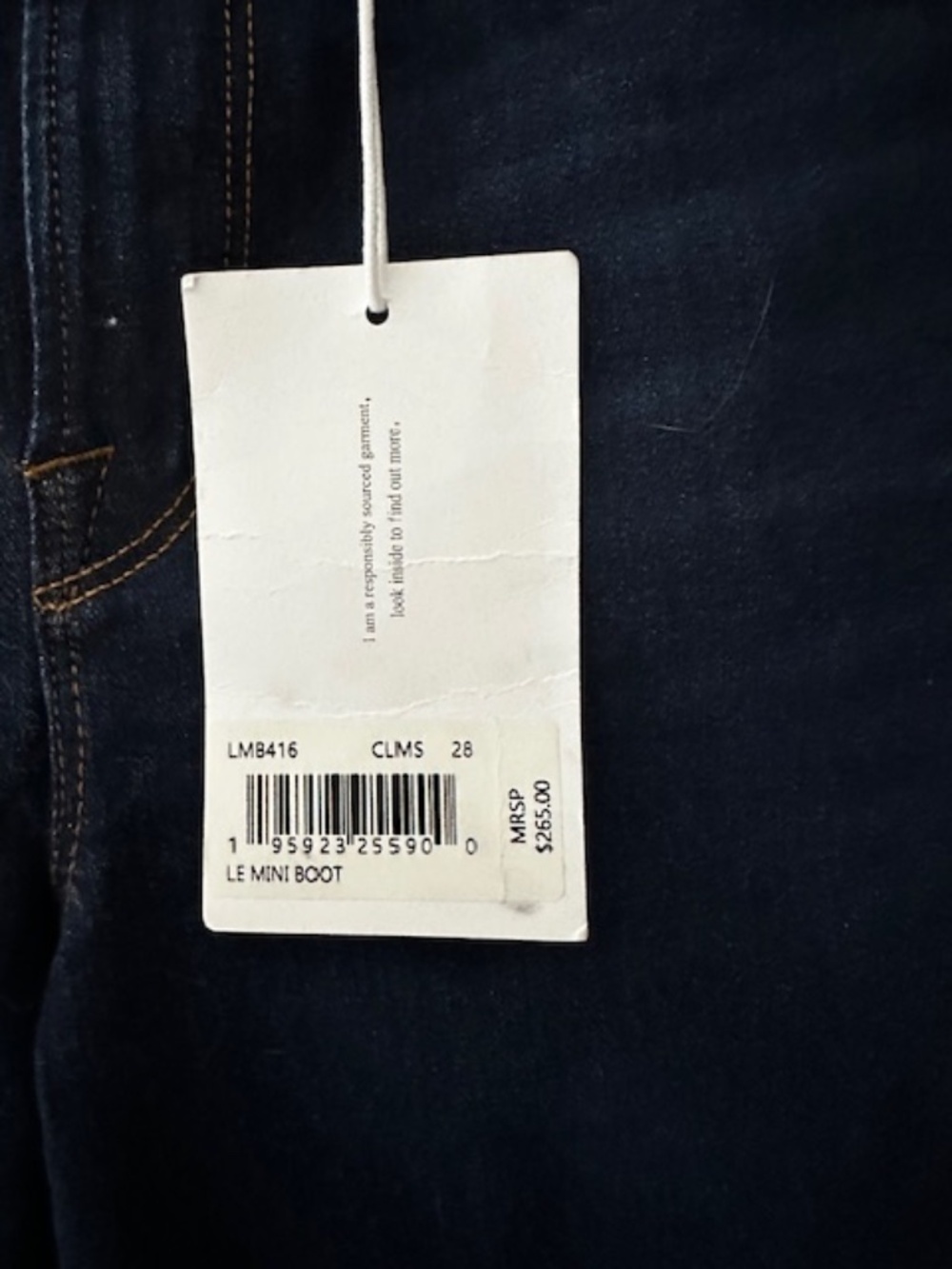 NWT Frame Le Mini Boot Le Shape Jeans Sz 28 MSRP $265 Great Jeans Dark Wash - Picture 6 of 7